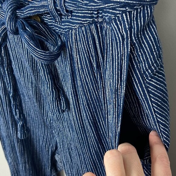 FREE People Paperbag Waist Pants Rumors Yarn Dye Blue Harem Size XS Bohemian - Picture 7 of 13